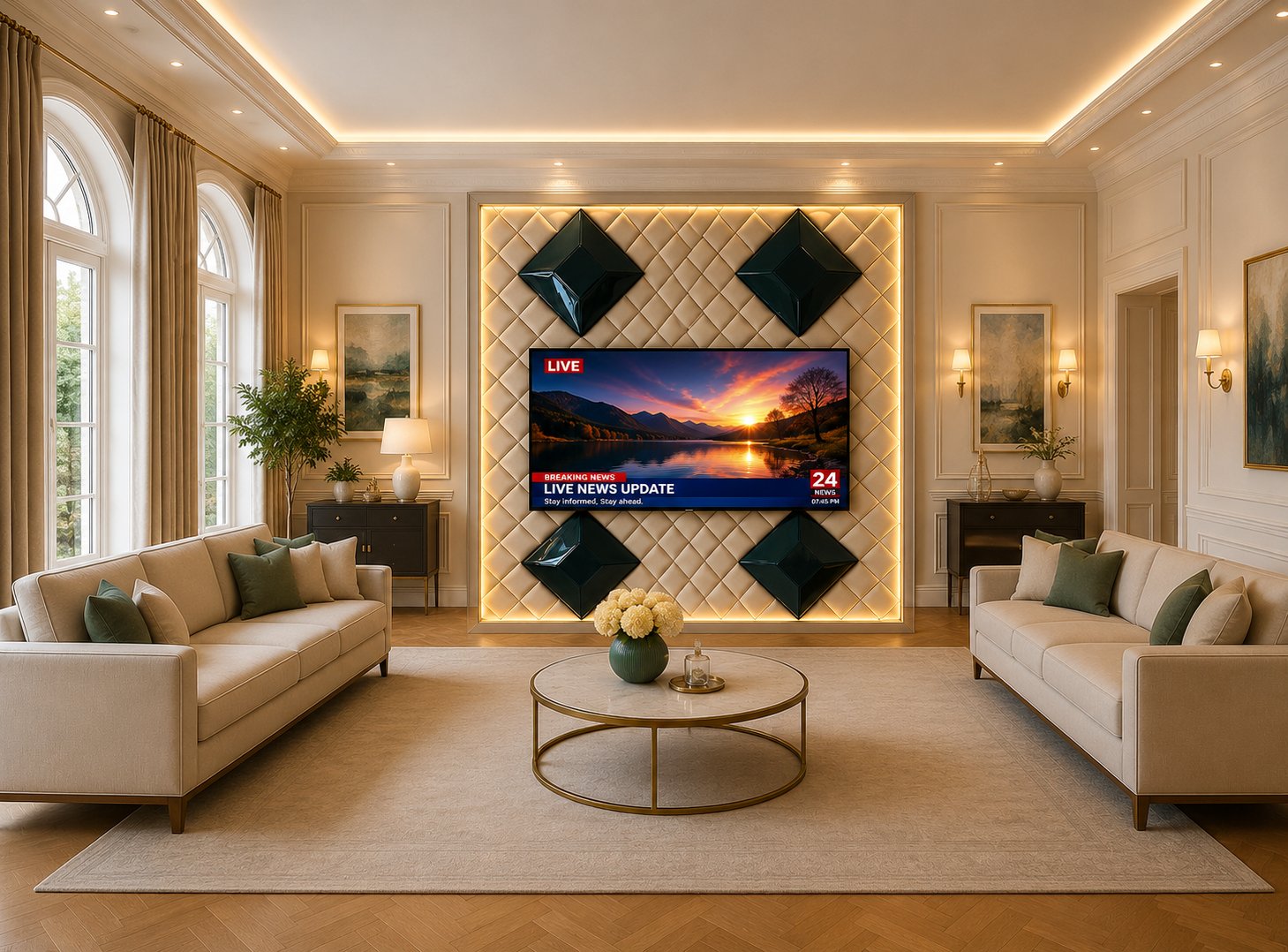 Emerald Prism Luxe TV Feature Wall