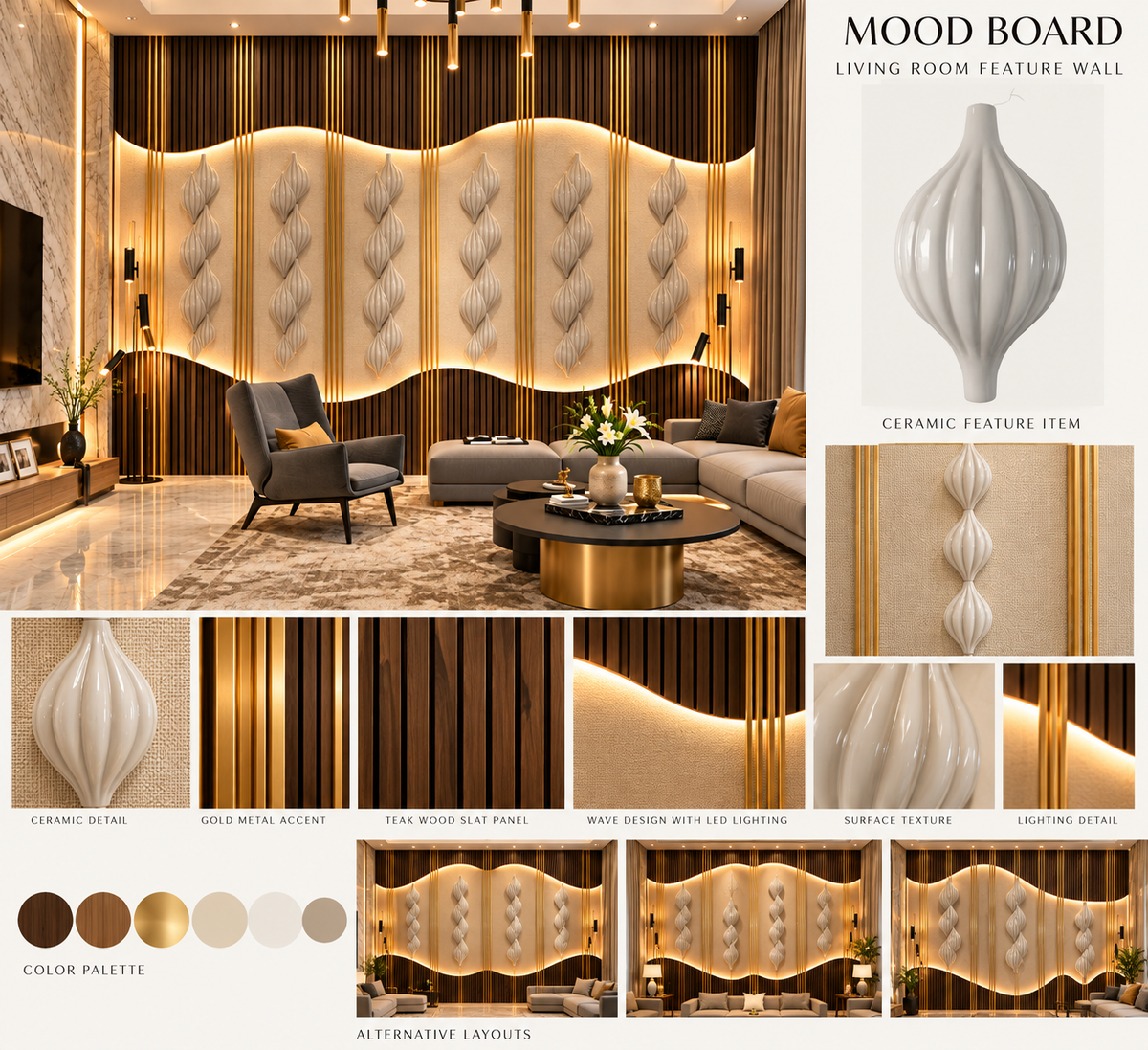 Luxury Wall Decoration | Crafted in Teakwood & 3D Porcelain