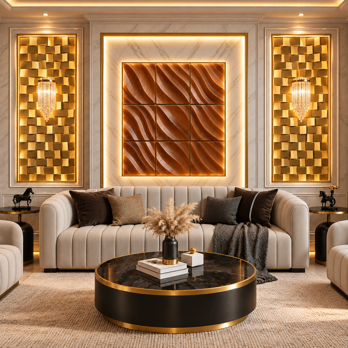 Luxury Wall Decoration | Crafted in Teakwood & 3D Porcelain