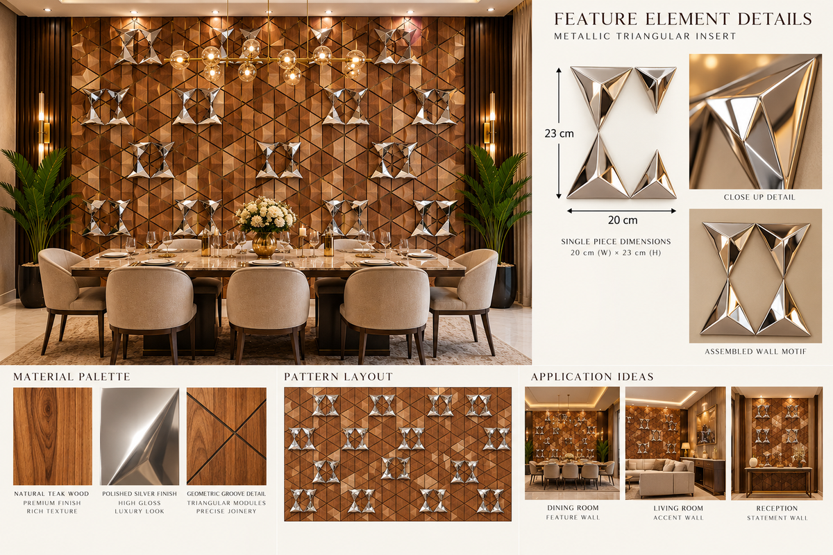 Exclusive Wall Decoration | Crafted in Teakwood & 3D Porcelain