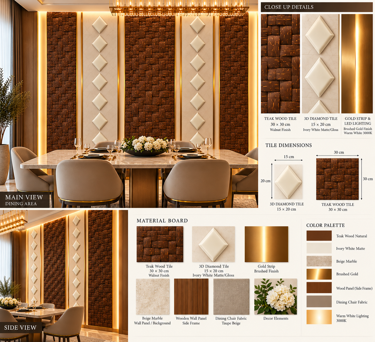 Premium Wall Decoration | Crafted in Teakwood & 3D Porcelain