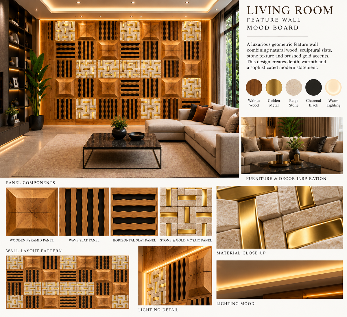Modern Wall Decoration | Crafted in Teakwood & 3D Porcelain