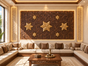 Luxury Wall Decoration | Crafted in Teakwood & 3D Gold Mosaic