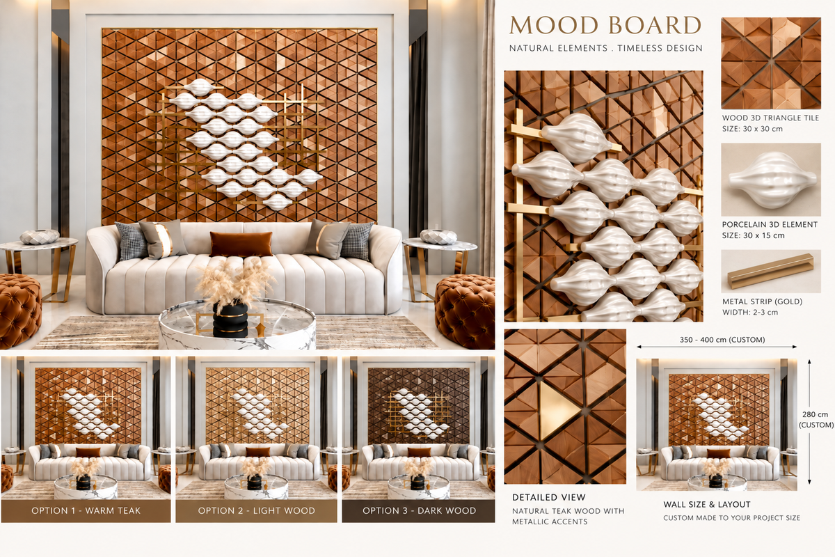 Creative Wall Decoration | Crafted in Teakwood & 3D Porcelain