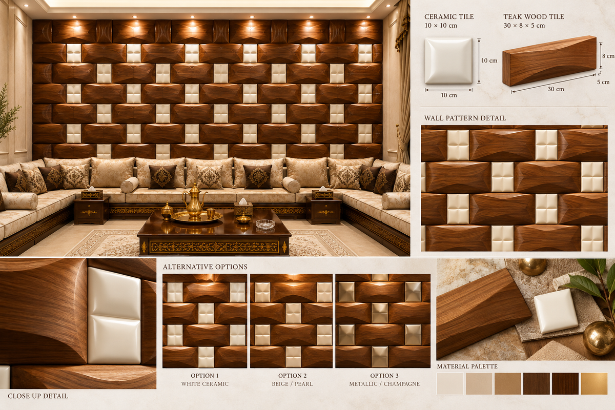 Premium Wall Decoration | Crafted in Teakwood & 3D Porcelain