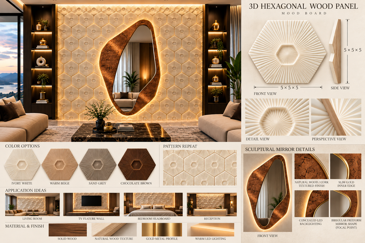 Premium Wall Decoration | Crafted in Teakwood & 3D Porcelain