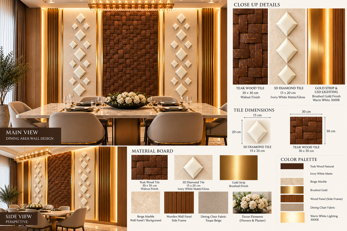 Exclusive Wall Decoration | Crafted in Teakwood & 3D Porcelain