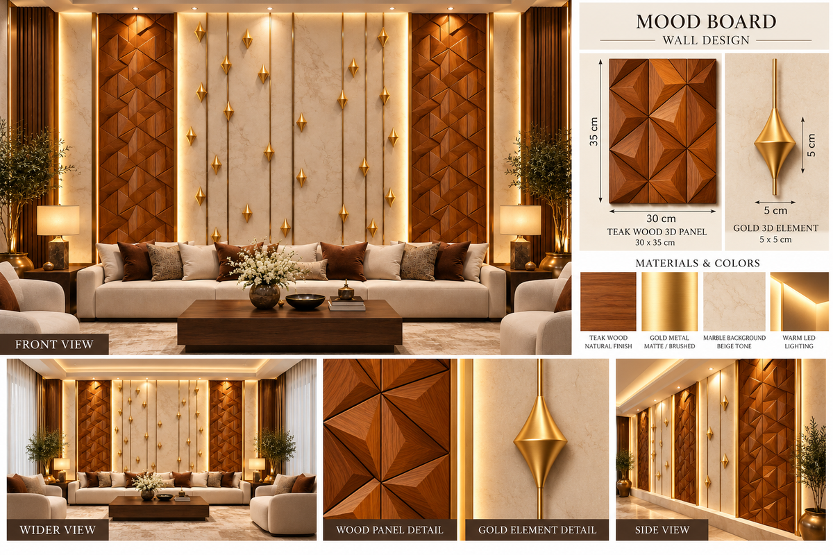 Luxury Wall Decoration | Crafted in Teakwood & 3D Porcelain