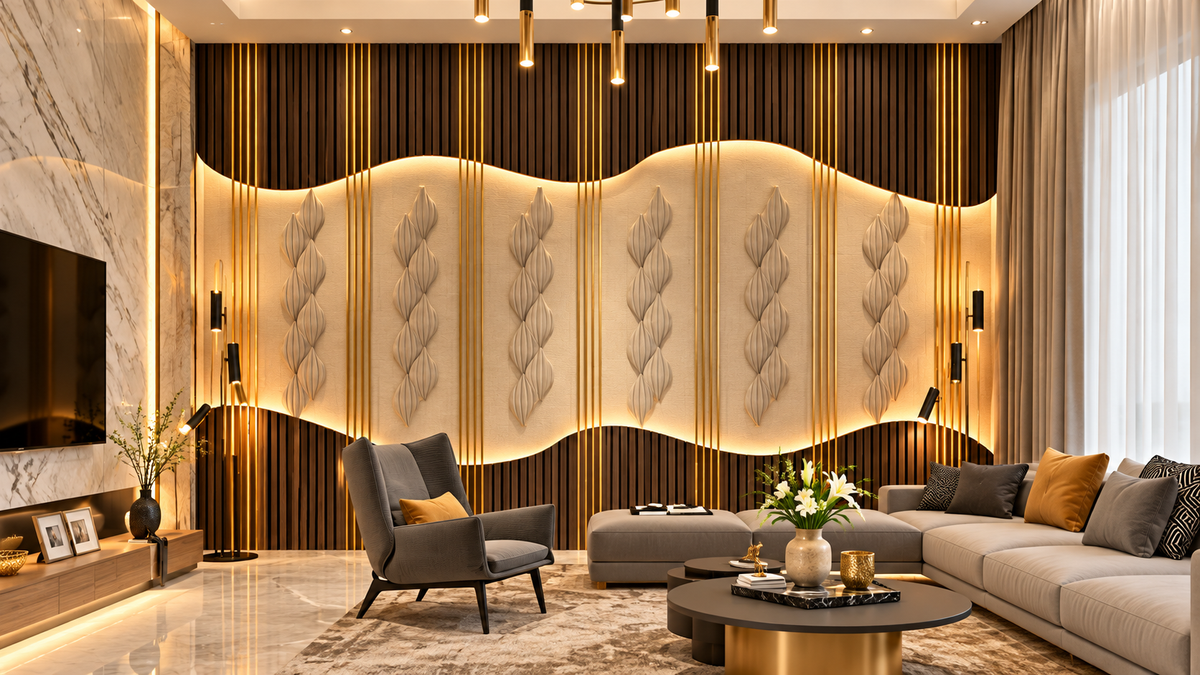Luxury Wall Decoration | Crafted in Teakwood & 3D Porcelain