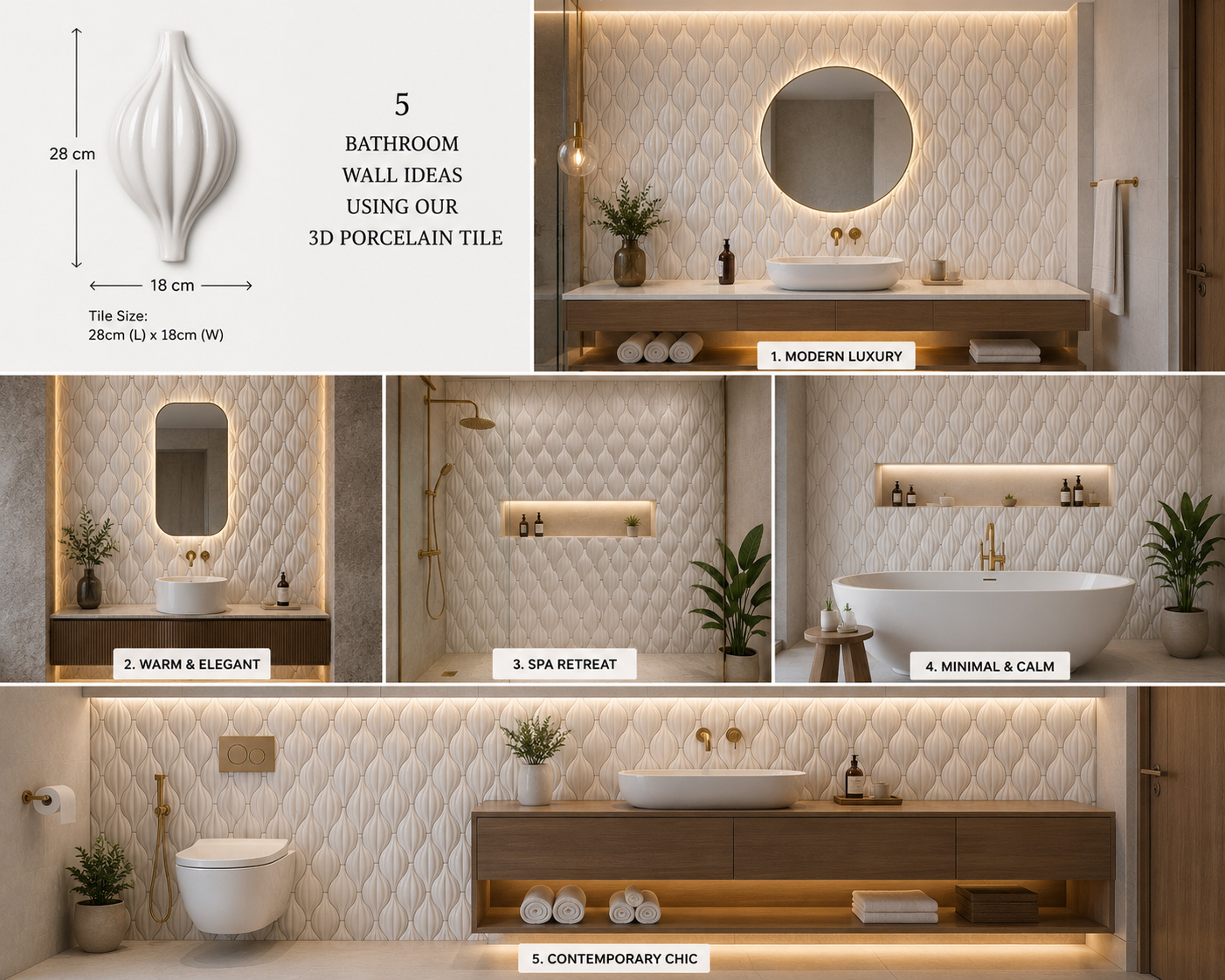 Luxury Ceramic Bathroom Accent Decor - Sterling