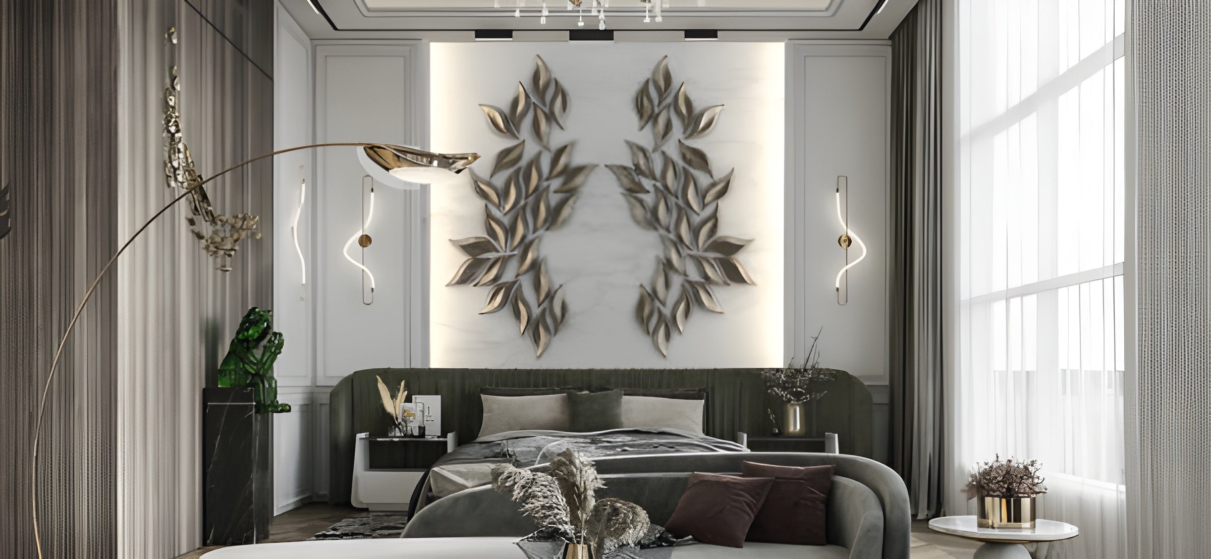 Botanical Leaf Metal Wall Art Installation