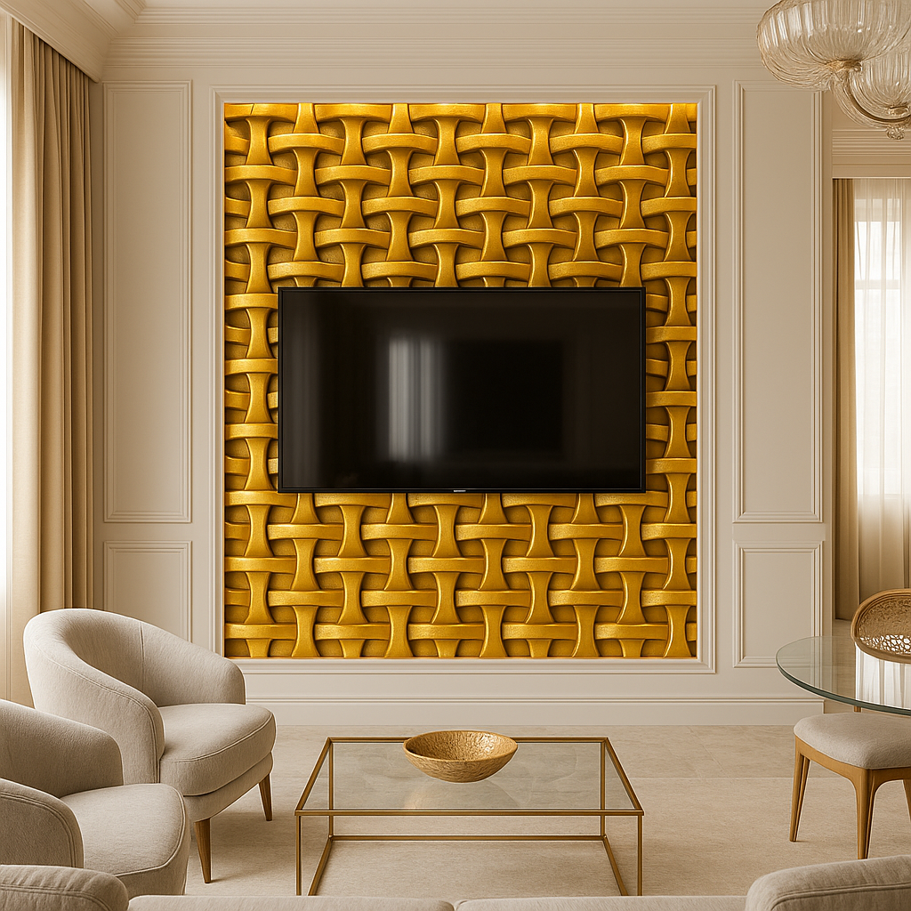 Golden Weave 3D TV Feature Wall Panel