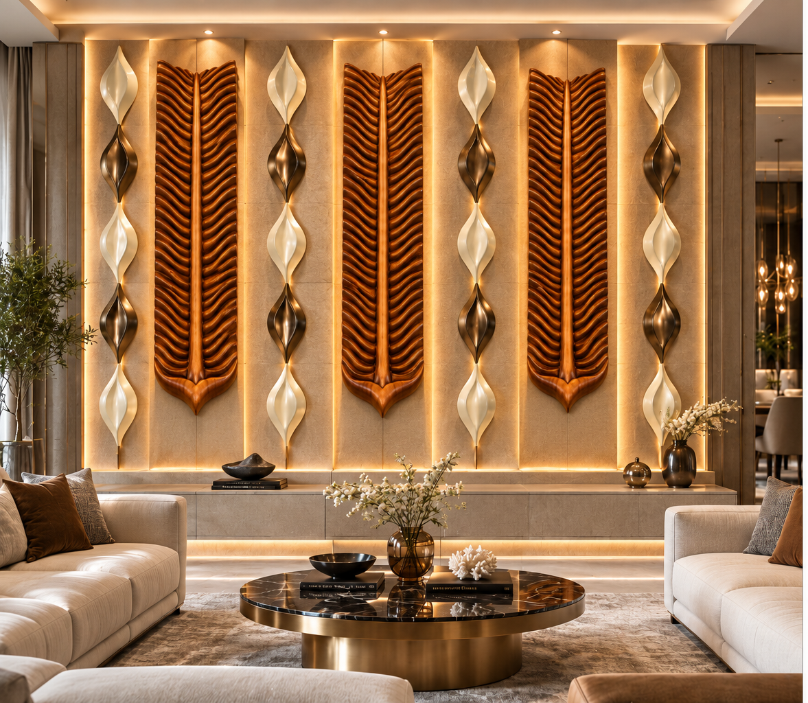 Exclusive Wall Decoration | Crafted in Teakwood & 3D Porcelain
