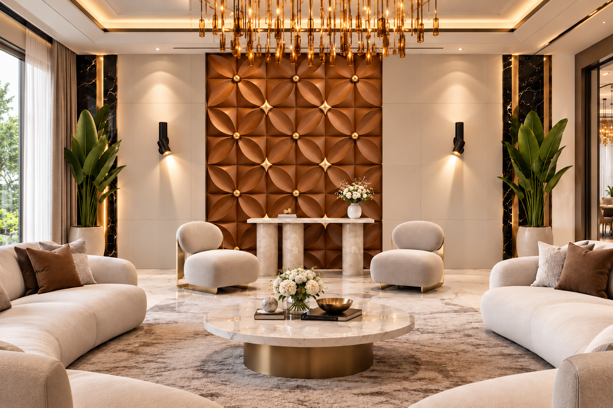 Luxury Wall Decoration | Crafted in Teakwood & 3D Porcelain