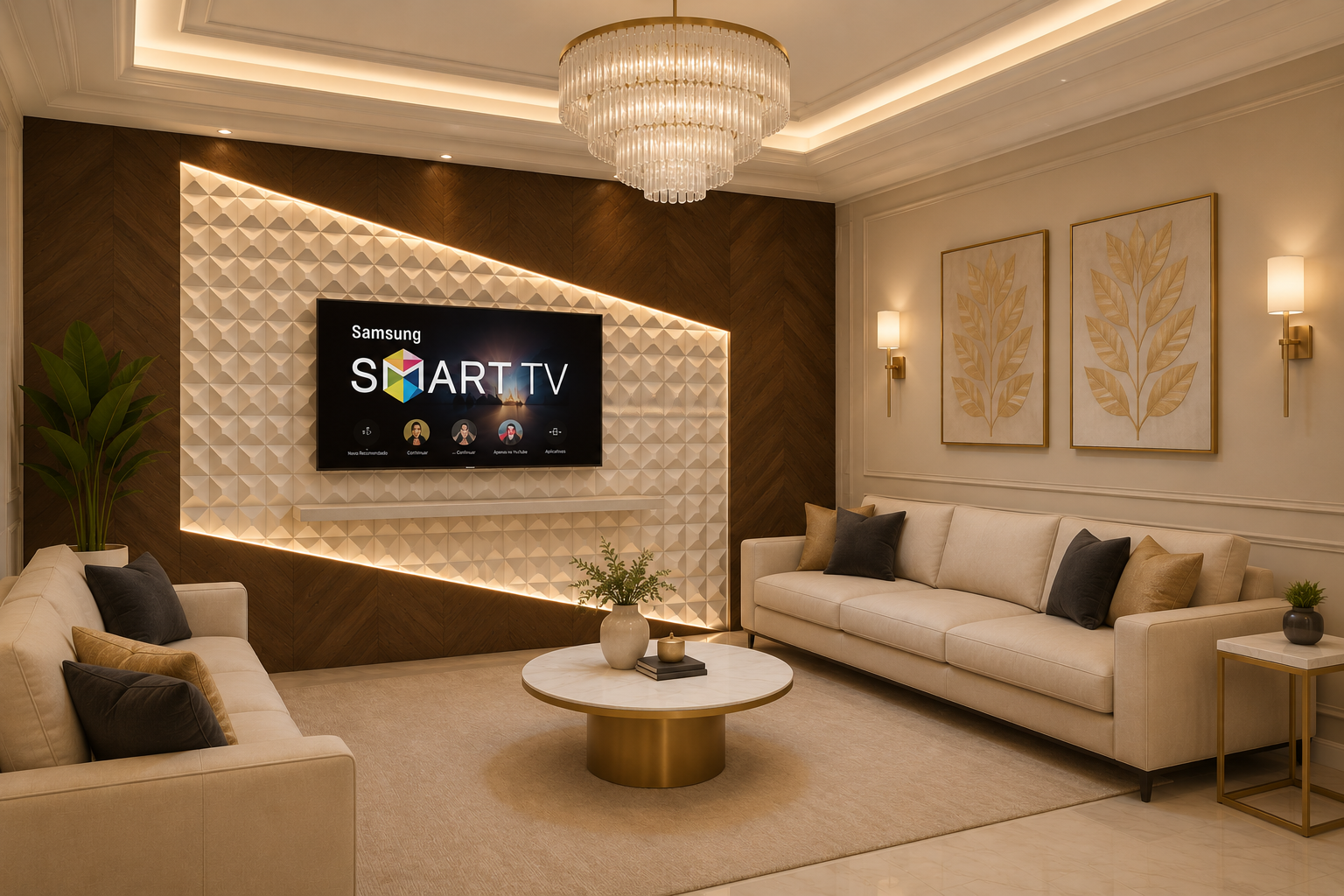PrismGlow Luxe TV Feature Wall
