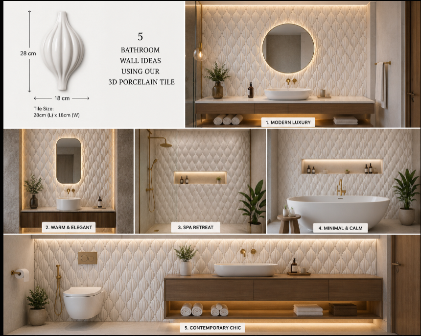 Luxury Ceramic Shell Bathroom Accent Decor - Radiance