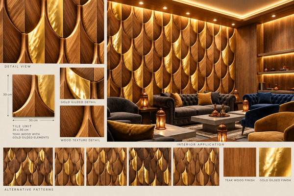 Luxury Bespoke Wall Decoration | Crafted in Teak Wood & 3D Ceramic