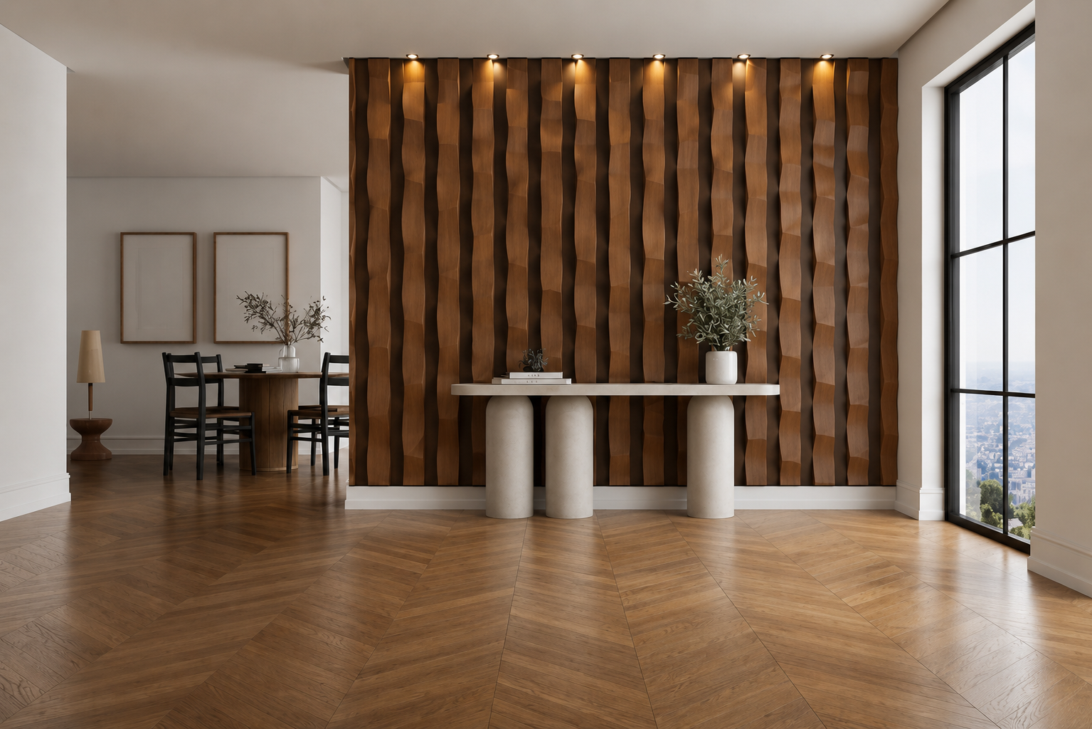 Luxury Wall Decoration Art | Ceramic 3D Texture & Wood Base