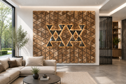 Premium Wall Decoration Design | Teak Wood & Shell Inlay