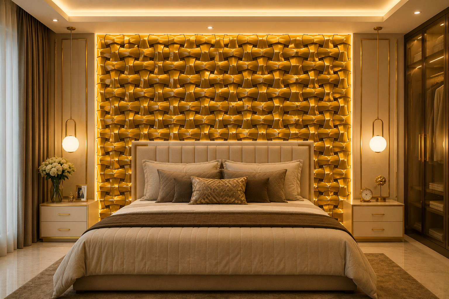 Luxury Wall Decoration Design | Porcelain & Teak Wood Craft