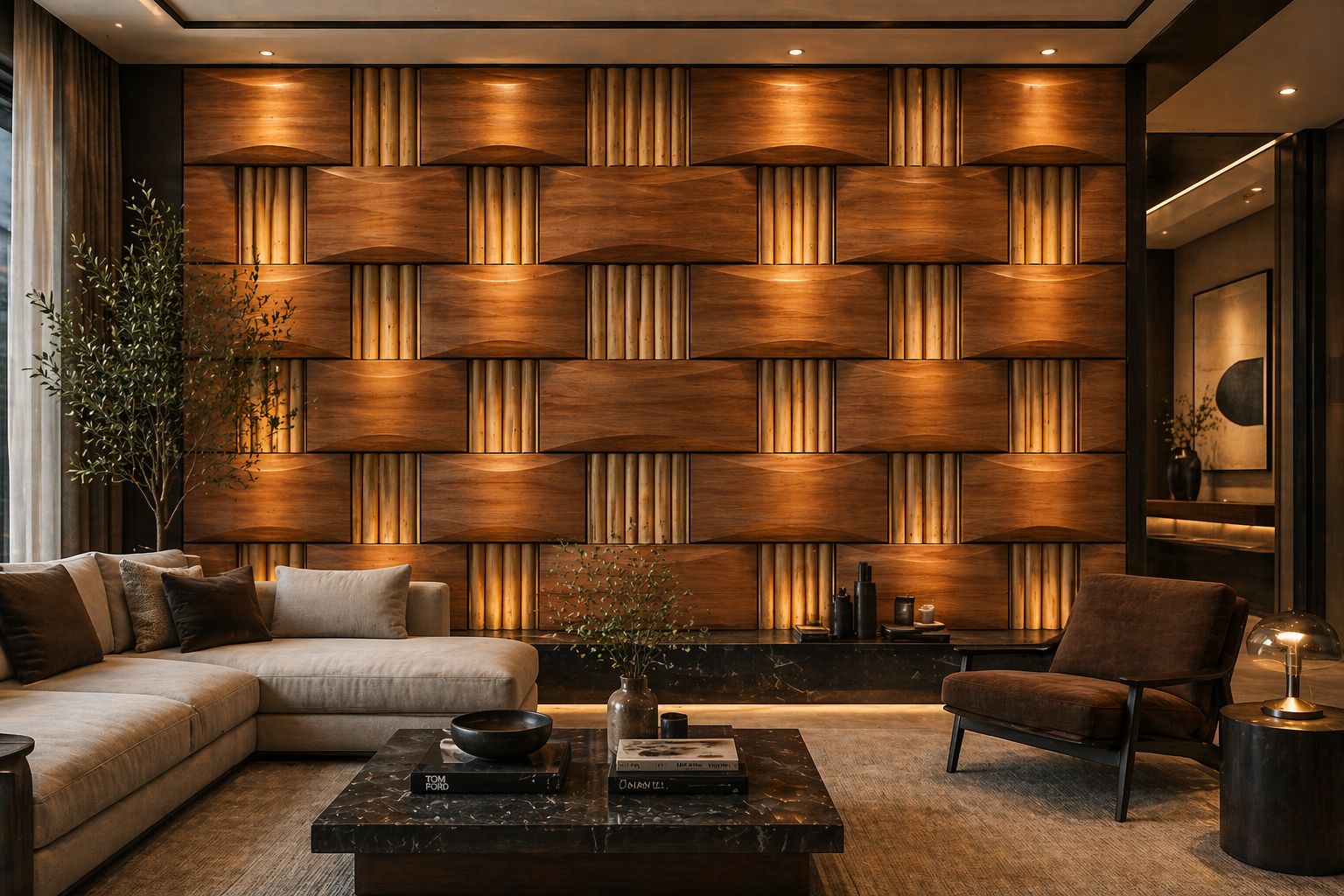 Modern Wall Decoration Panel | Stone Mosaic & Shell Finish