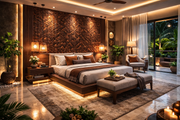 Luxury Wall Decoration Piece | Teak Wood & Rattan Detail