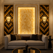 Exclusive Wall Decoration Design | Porcelain & Wood Combination