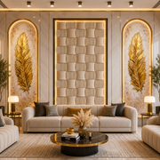 Luxury Wall Decoration Art | Ceramic Texture & Rattan Detail