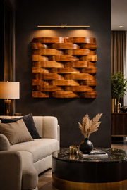 Modern Wall Decoration Panel | Teak Wood & Shell Inlay