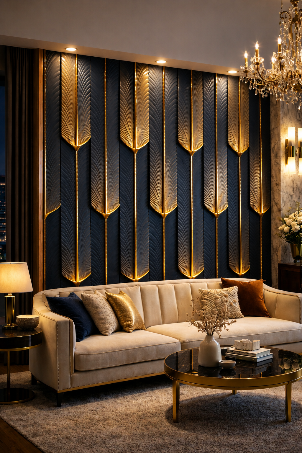 Elegant Wall Decoration Panel | Teak Wood & Stone Fusion