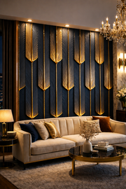 Elegant Wall Decoration Panel | Teak Wood & Stone Fusion