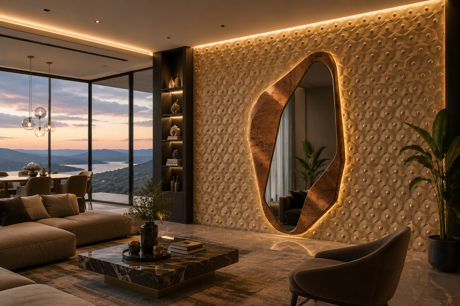 Premium Wall Decoration Panel | Rattan & Stone Mosaic