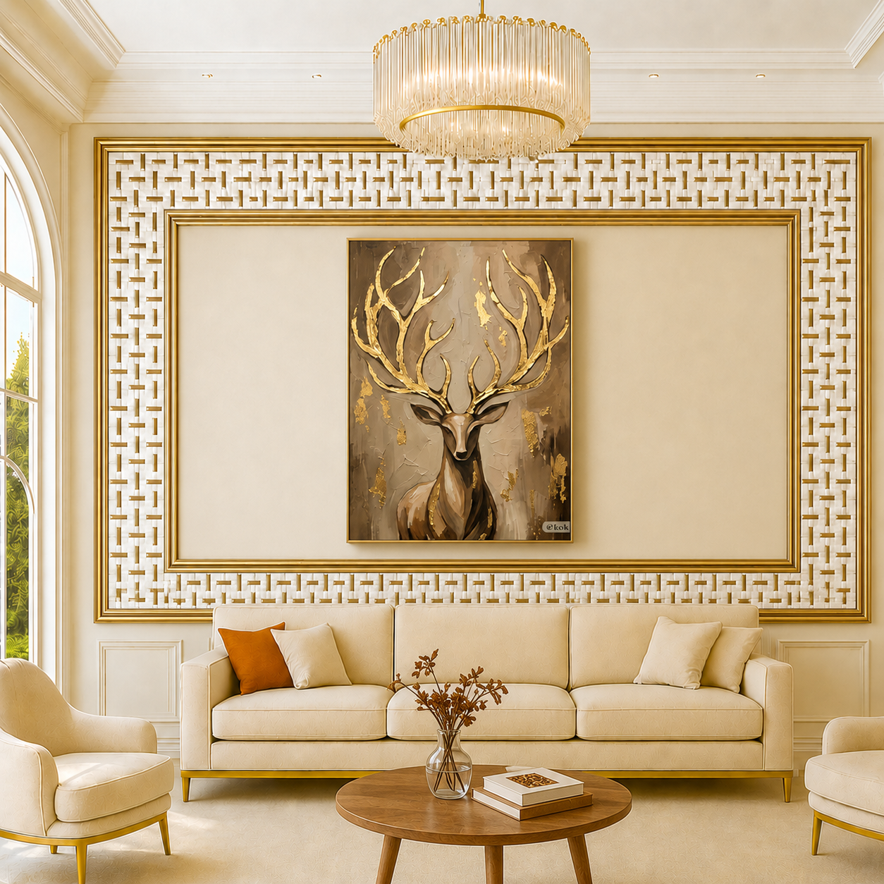 Exclusive Wall Decoration Panel | Ceramic 3D & Metal Accent