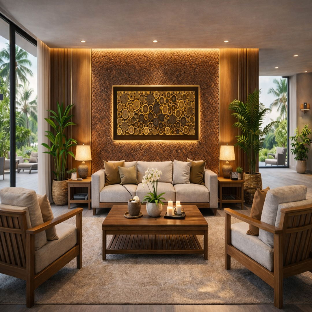 Luxury Wall Decoration Board | Teak Wood with Metal Accents