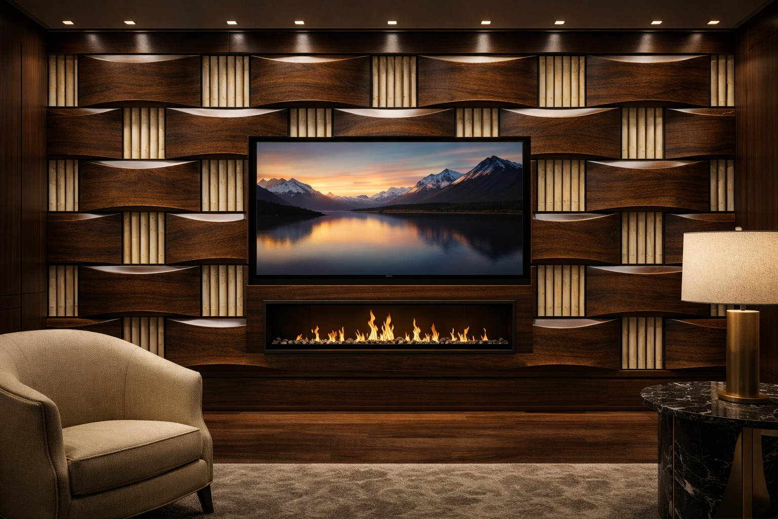 Wave Wood Symphony TV Feature Wall