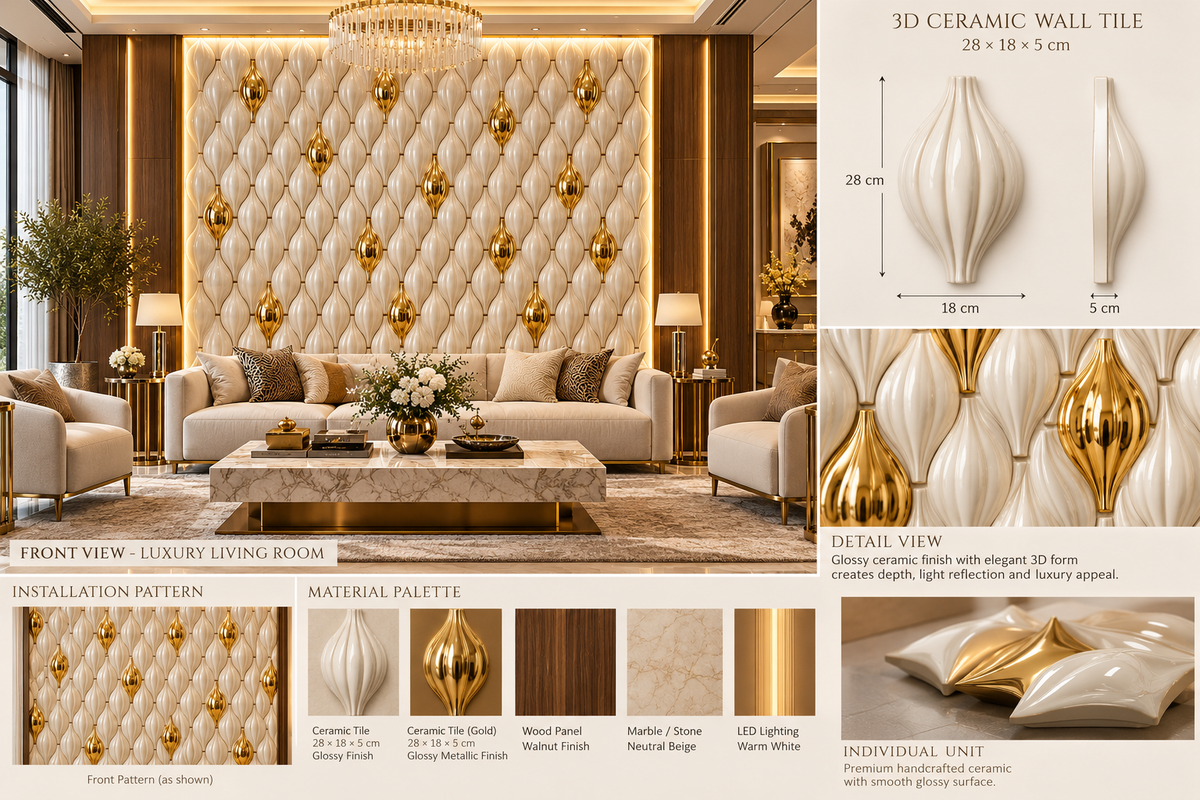 Luxury Wall Decoration | Crafted in 3D Porcelain