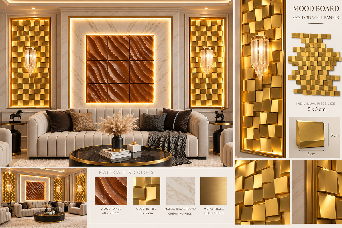 Luxury Wall Decoration | Crafted in Teakwood & 3D Porcelain