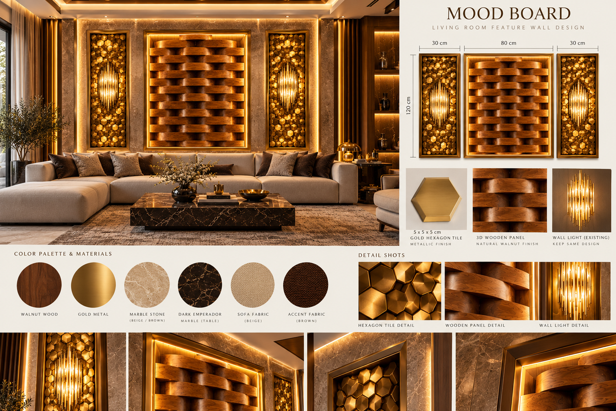 Premium Wall Decoration | Crafted in Teak Wood & 3D Porcelain
