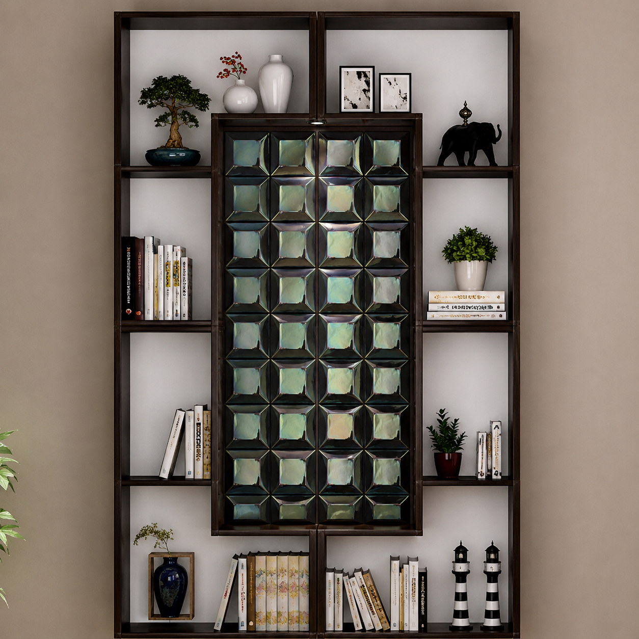 Luxury Bespoke Villa Accent Decor | Crafted in Teak Wood & 3D Ceramic