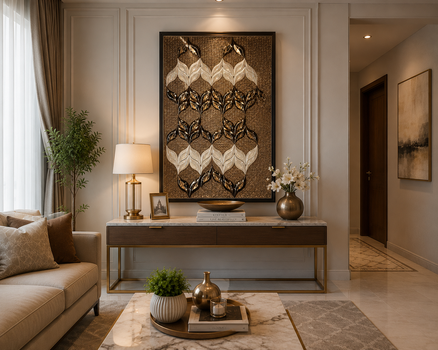 Luxury Bespoke Serene Accent Decor | Crafted in Teak Wood & 3D Ceramic