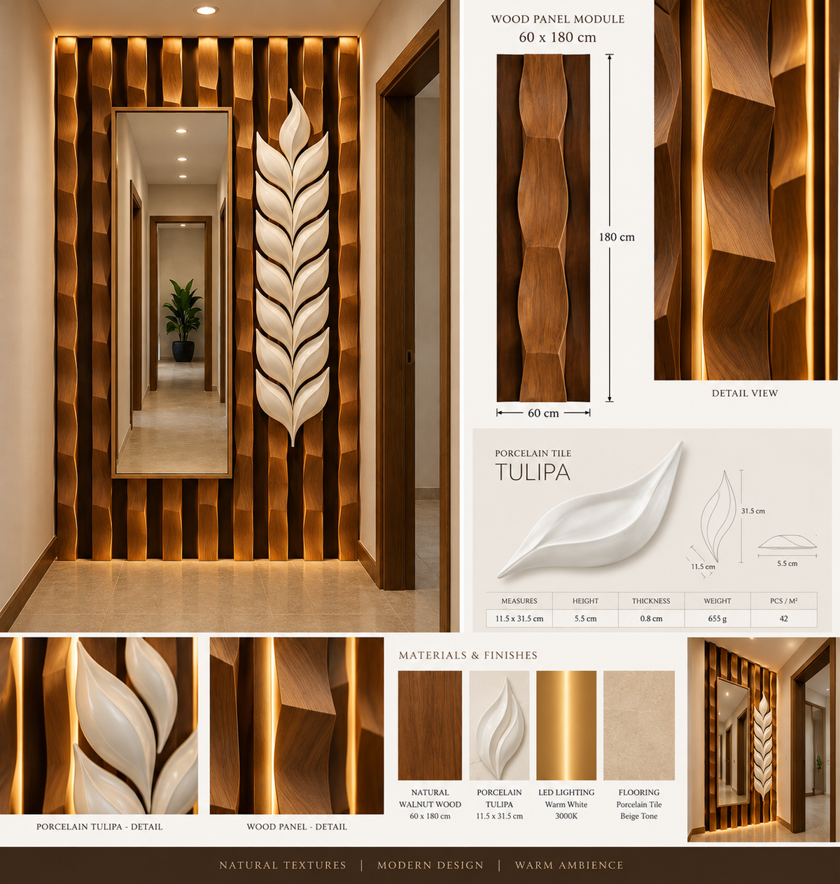 Premium Wall Decoration | Crafted in Teakwood & 3D Porcelain