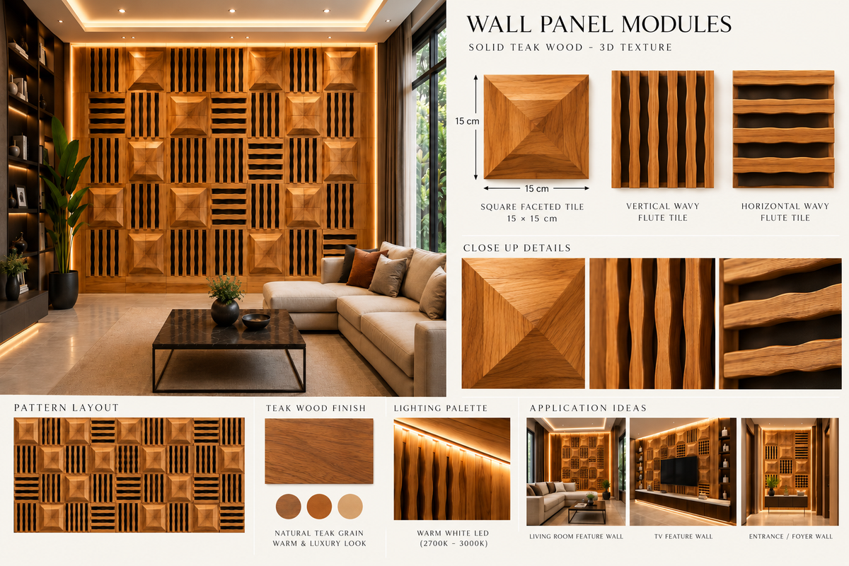 Modern Wall Decoration | Crafted in Teakwood