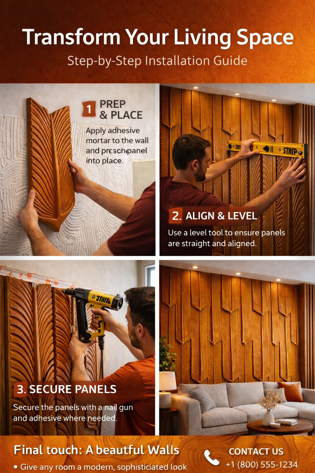 Feather Grain 3D Wood Wall Panel